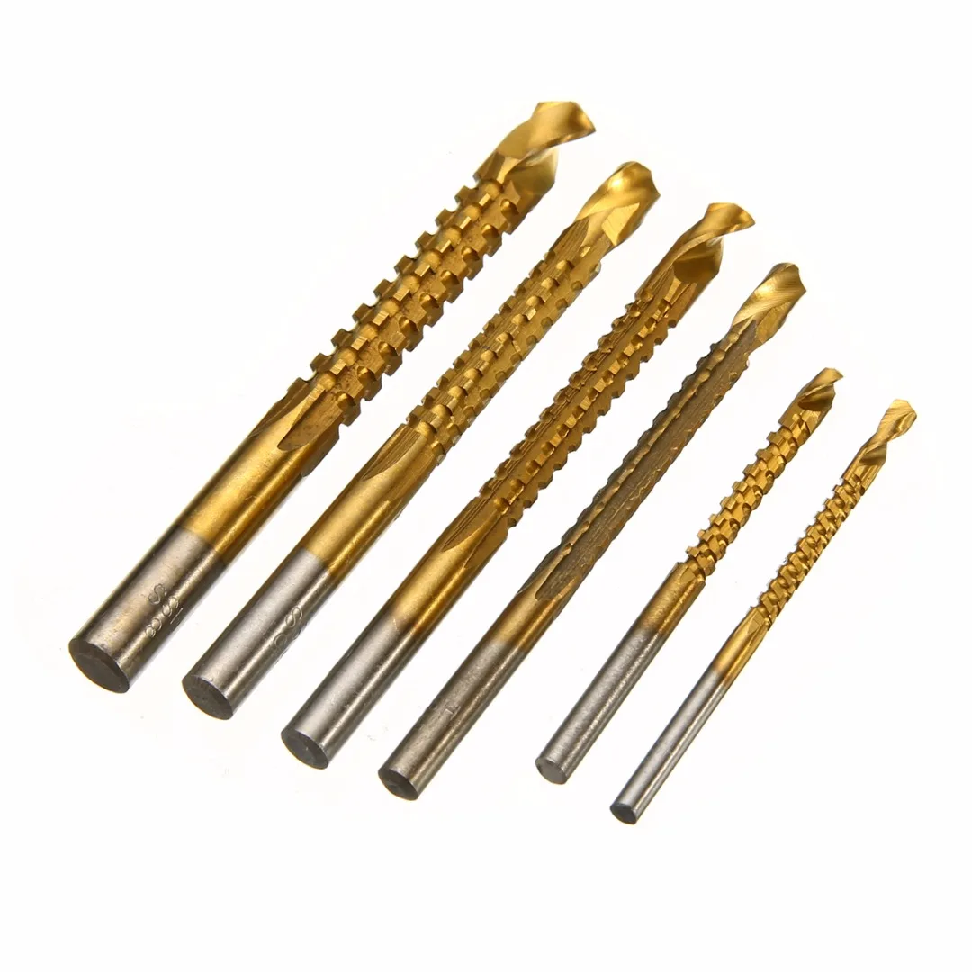 6pcs Titanium Coated Drill Bit Electric Drill Metal Hole Cutter Grooving Drill Saw Woodworking Tool Combination Drill Tap Bits
6pcs Titanium Coated Drill Bit Electric Drill Metal Hole Cutter Grooving Drill Saw Woodworking Tool Combination Drill Tap Bits