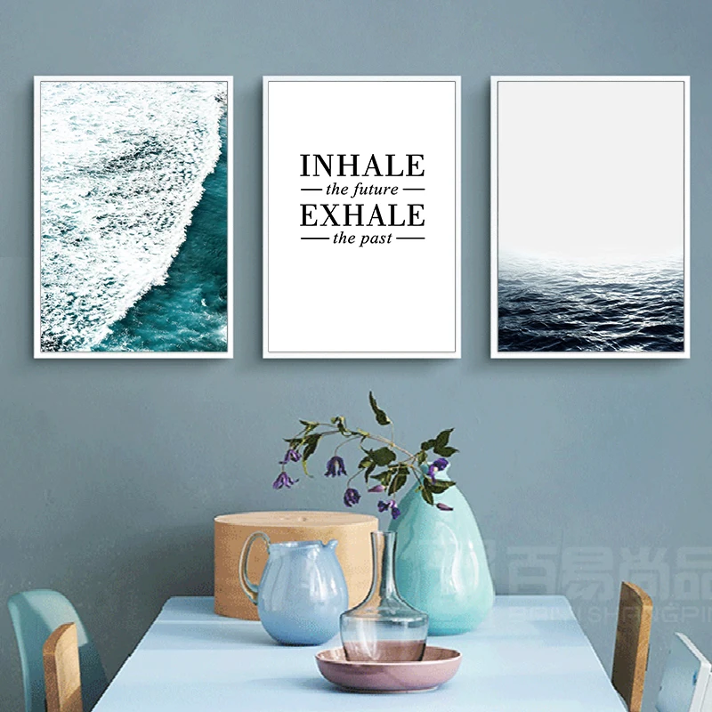 Nordic холст картины Куадрос Decoracion стены Книги по искусству морской прибой печать