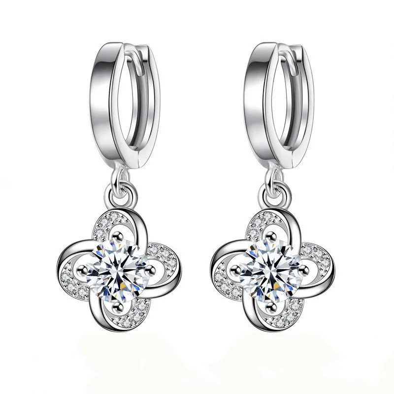 Four Clover Flower Drop Earrings Fashion White CZ Zircon Crystal Earrings for Women Wedding Jewelry Gifts
Four Clover Flower Drop Earrings Fashion White CZ Zircon Crystal Earrings for Women Wedding Jewelry Gifts