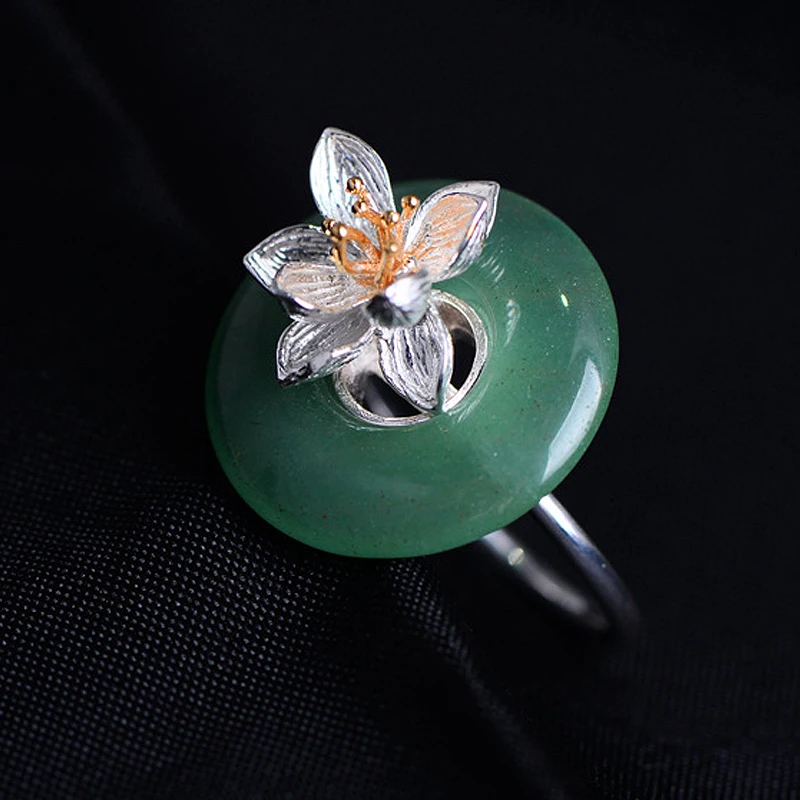 LARGERLOF Ring Silver 925 Women Jade Fine Jewelry Green silver Rings For RG70004 | Украшения и аксессуары
