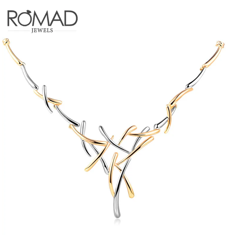 

Romad Two Tone Gold Geometric Cross Gold Mix Color Metallic Necklace Statement Punk Jewelry for Women Female Party Jewelery