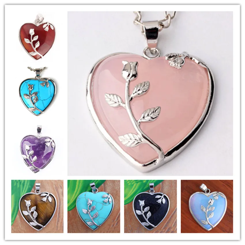Trendy-beads Silver Plated Various Color Quartz Stone Cute Heart With Flower Leaf Pendant For Anniversary Jewelry
Trendy-beads Silver Plated Various Color Quartz Stone Cute Heart With Flower Leaf Pendant For Anniversary Jewelry