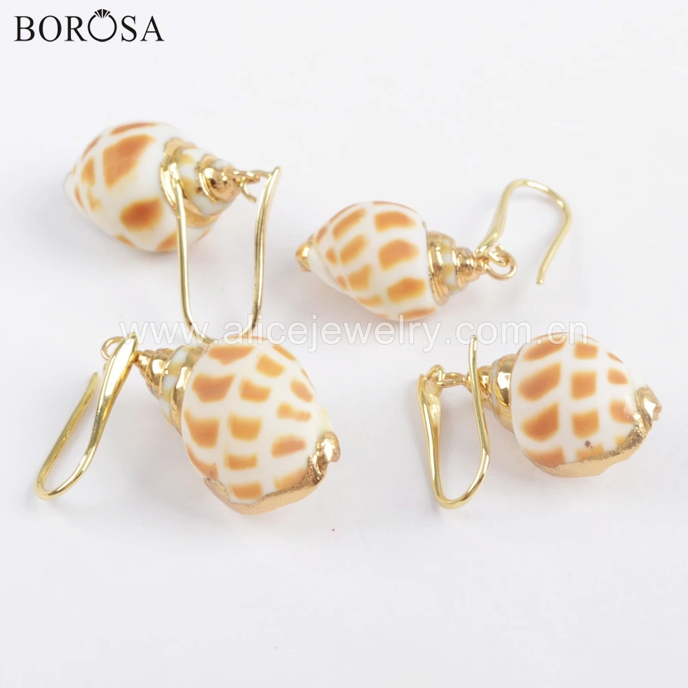 BOROSA 5/10Pairs Gold Color Natural Conch Shell Dangle Earrings Sea Snail Drop Earrings Jewelry Summer Style as Gifts G1732
BOROSA 5/10Pairs Gold Color Natural Conch Shell Dangle Earrings Sea Snail Drop Earrings Jewelry Summer Style as Gifts G1732