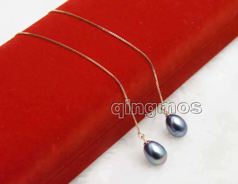 Fashion 7-9mm Black Drop Natural Freshwater Pearl and Rose Gold sterling silver s925 Ear Line dangle 4'' Earring-ear680
Fashion 7-9mm Black Drop Natural Freshwater Pearl and Rose Gold sterling silver s925 Ear Line dangle 4'' Earring-ear680
