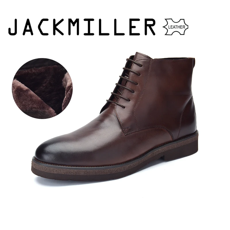Jackmiller Winter Men Boots Cow Leather Boots Men Basic Brown Color Wool Lining Warm Lace-Up mens ankle boots Big Size 40-44
Jackmiller Winter Men Boots Cow Leather Boots Men Basic Brown Color Wool Lining Warm Lace-Up mens ankle boots Big Size 40-44