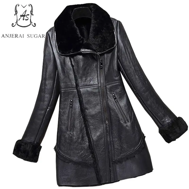 2017 new Winter Sheep genuine leather jacket Women black sexy oblique zipper slim long feminino natural mouton lamb fur coats
2017 new Winter Sheep genuine leather jacket Women black sexy oblique zipper slim long feminino natural mouton lamb fur coats