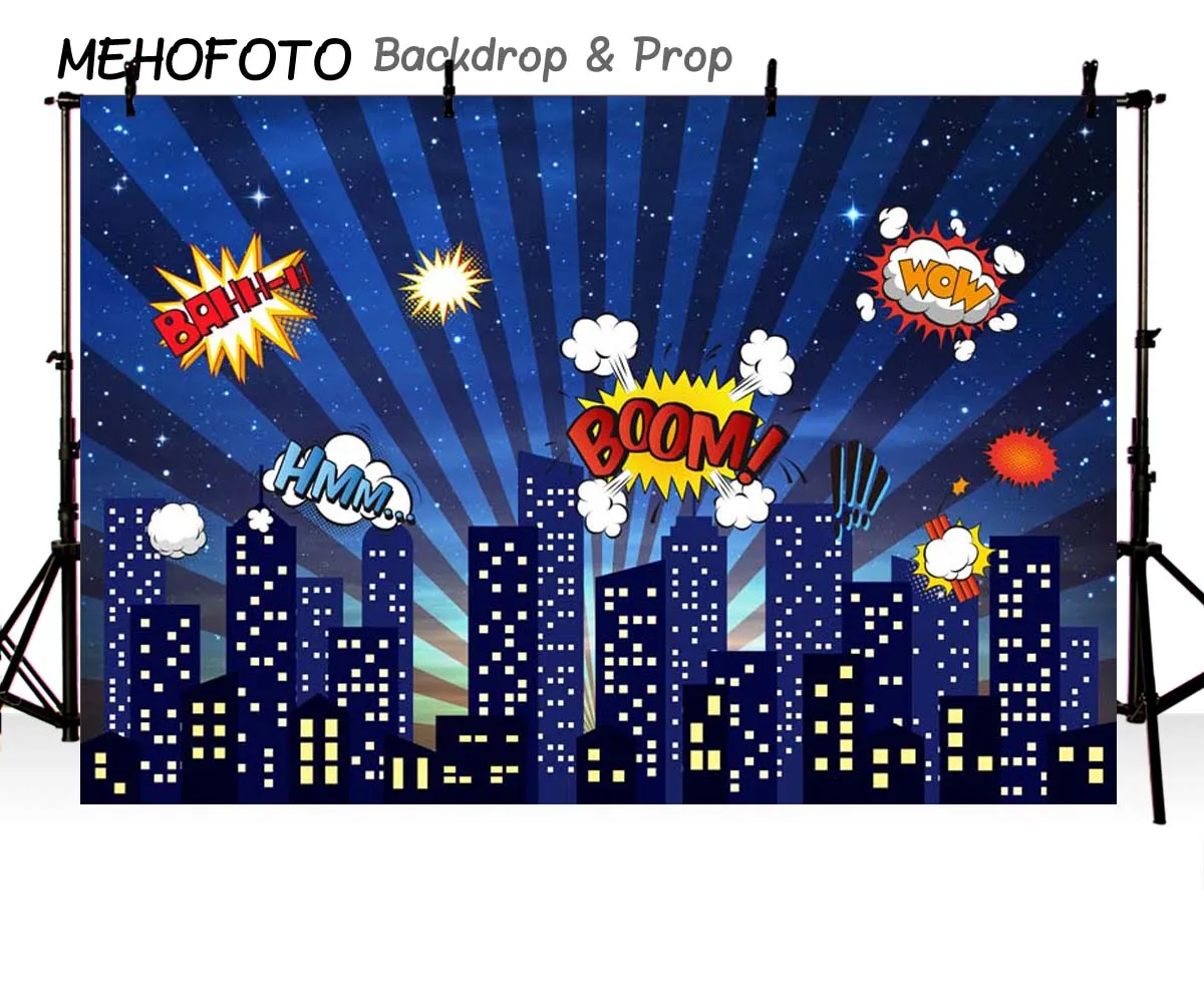 Photography backdrop superhero cartoon building black dots children boom background photo studio photobooth G-153
Photography backdrop superhero cartoon building black dots children boom background photo studio photobooth G-153