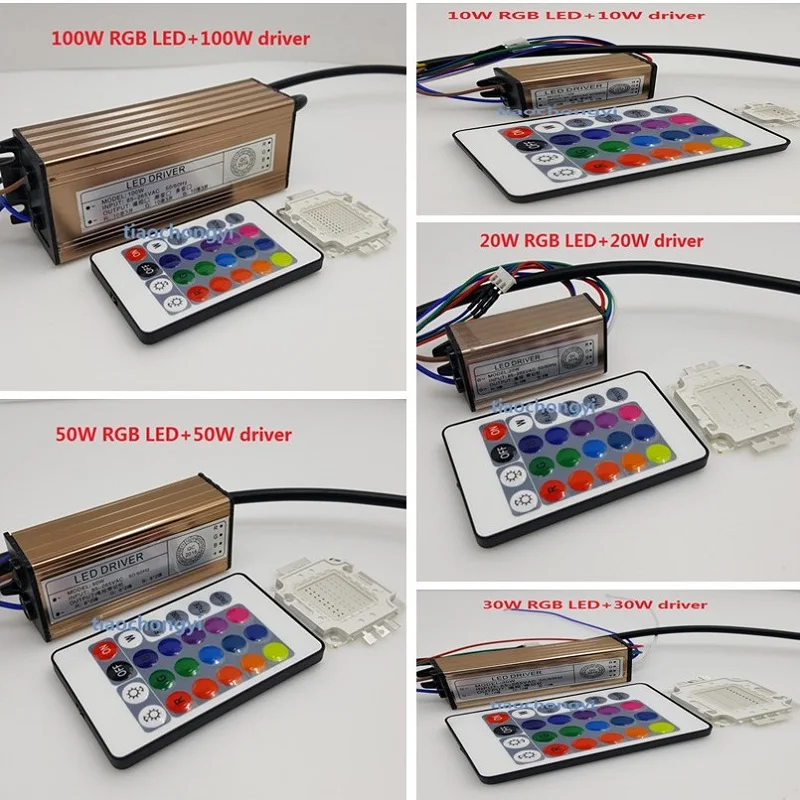 1 Set 10W 20W 50W 100W RGB LED Chip Light Lamp and RGB LED Driver and 24 Key RGB Remote
1 Set 10W 20W 50W 100W RGB LED Chip Light Lamp and RGB LED Driver and 24 Key RGB Remote