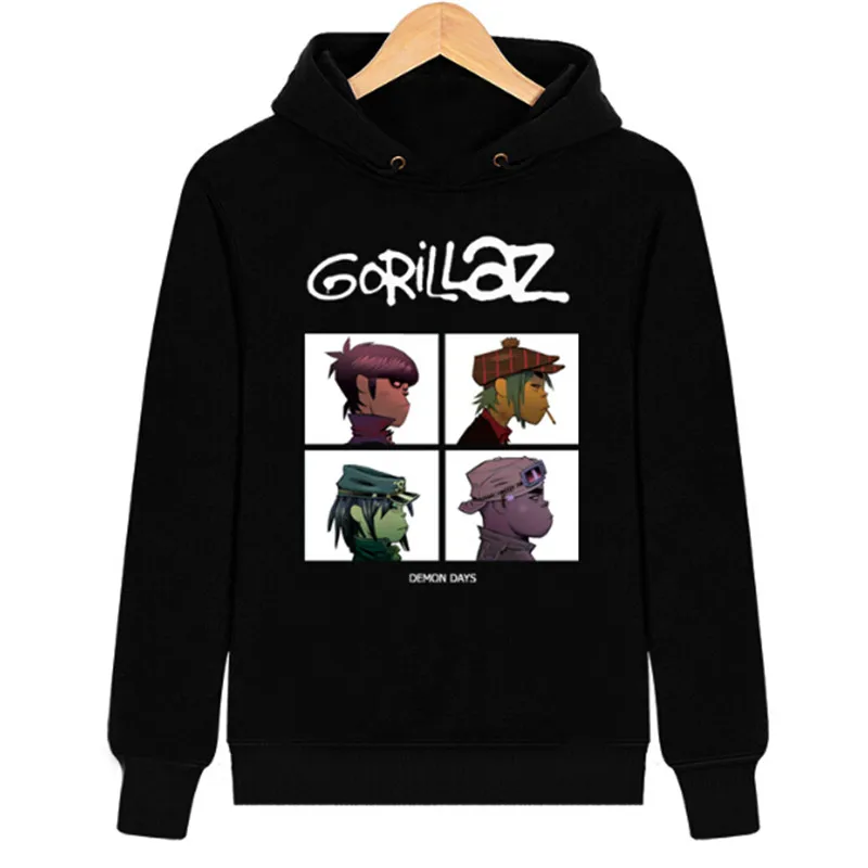 2017 Осень Зима рок Толстовка Gorillaz Мужская одежда Повседневная музыка пуловер с