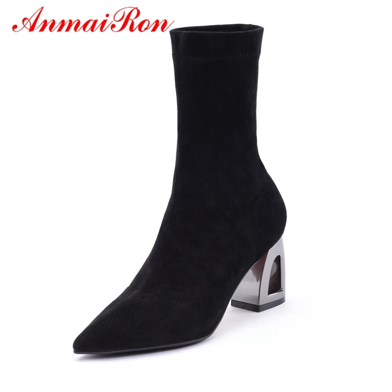 AnmaiRon New Arrival Short Ankle Boots for Women Pointed Toe High Heel Slip-on Zapatos De Mujer Size 34-40 LY107
AnmaiRon New Arrival Short Ankle Boots for Women Pointed Toe High Heel Slip-on Zapatos De Mujer Size 34-40 LY107