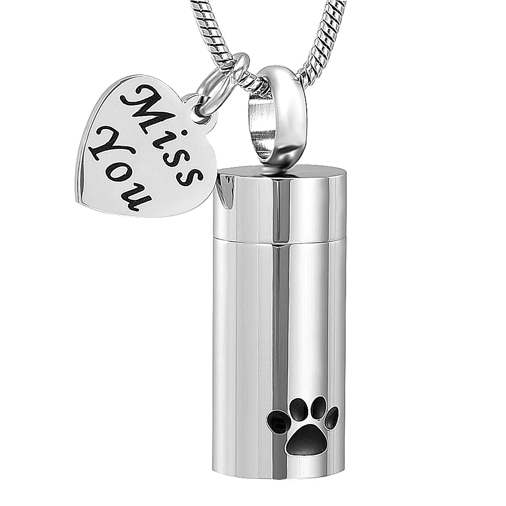 IJD11937 Wholesale 50Pcs Paw Print Cylinder Cremation Necklace Urns for Ashes-Miss You Charms Pet Loss Memorial Jewelry
IJD11937 Wholesale 50Pcs Paw Print Cylinder Cremation Necklace Urns for Ashes-Miss You Charms Pet Loss Memorial Jewelry