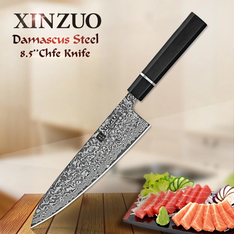 XINZUO кухонный нож шеф-повара 8,5 дюймов, высокоуглеродистая японская серия, дамасская сталь, высококачественные ножи из черного дерева + рожко...
XINZUO кухонный нож шеф-повара 8,5 дюймов, высокоуглеродистая японская серия, дамасская сталь, высококачественные ножи из черного дерева + рожко...