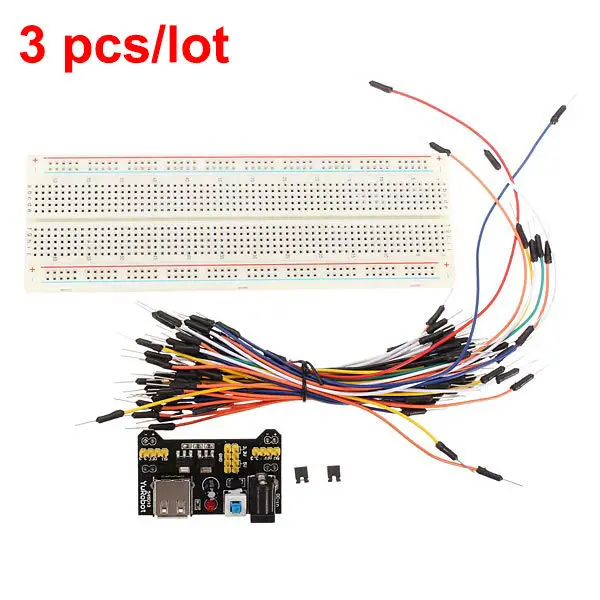 3pcs/lot MB-102 MB102 Solderless Breadboard + Power Supply + Jumper Cable Kits For DIY DIY Kit
3pcs/lot MB-102 MB102 Solderless Breadboard + Power Supply + Jumper Cable Kits For DIY DIY Kit