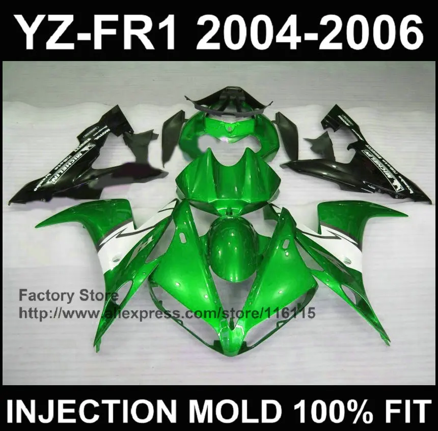 ABS plastic fairing kit for YAMAHA fairings YZF R1 2004 2005 2006 yzf r1 04 05 06 green fairing set Full injection
ABS plastic fairing kit for YAMAHA fairings YZF R1 2004 2005 2006 yzf r1 04 05 06 green fairing set Full injection