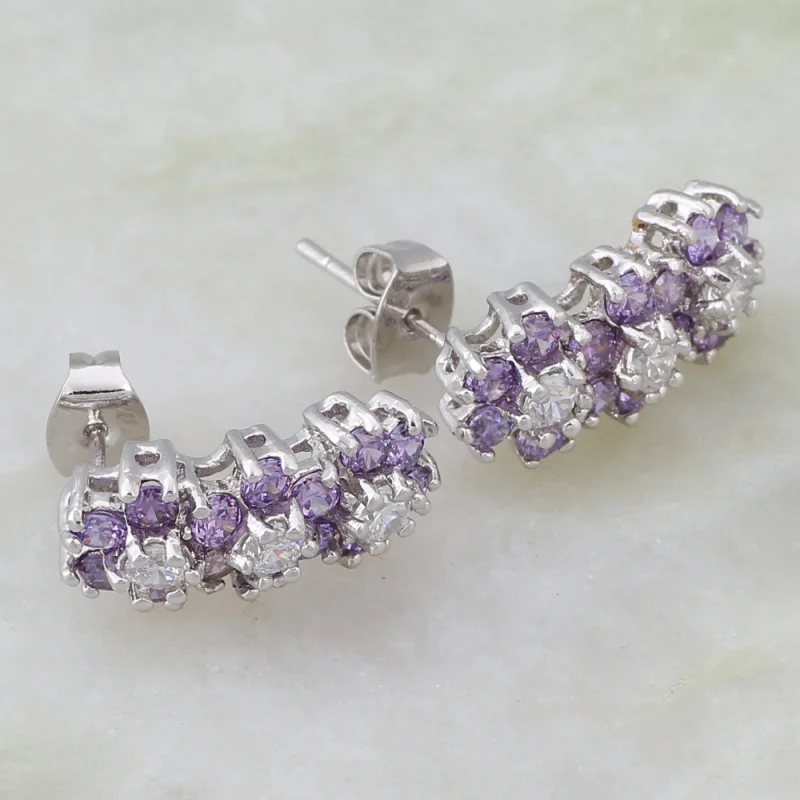 Party Jewelry Purple Crystal CZ Silver Color Overlay Stud Earrings For Women Fashion Jewelry AJE034
Party Jewelry Purple Crystal CZ Silver Color Overlay Stud Earrings For Women Fashion Jewelry AJE034