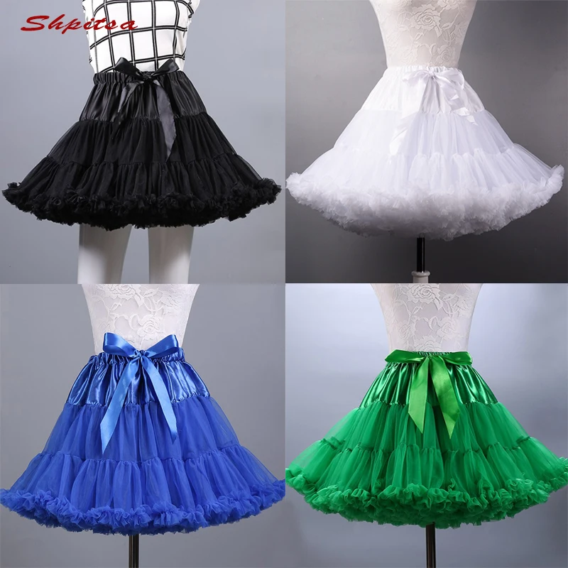 

Black or White Short Petticoats for Wedding Tulle Tutu Girl Underskirt Hoop Skirt Crinoline Rockabilly Woman Lolita Petticoat