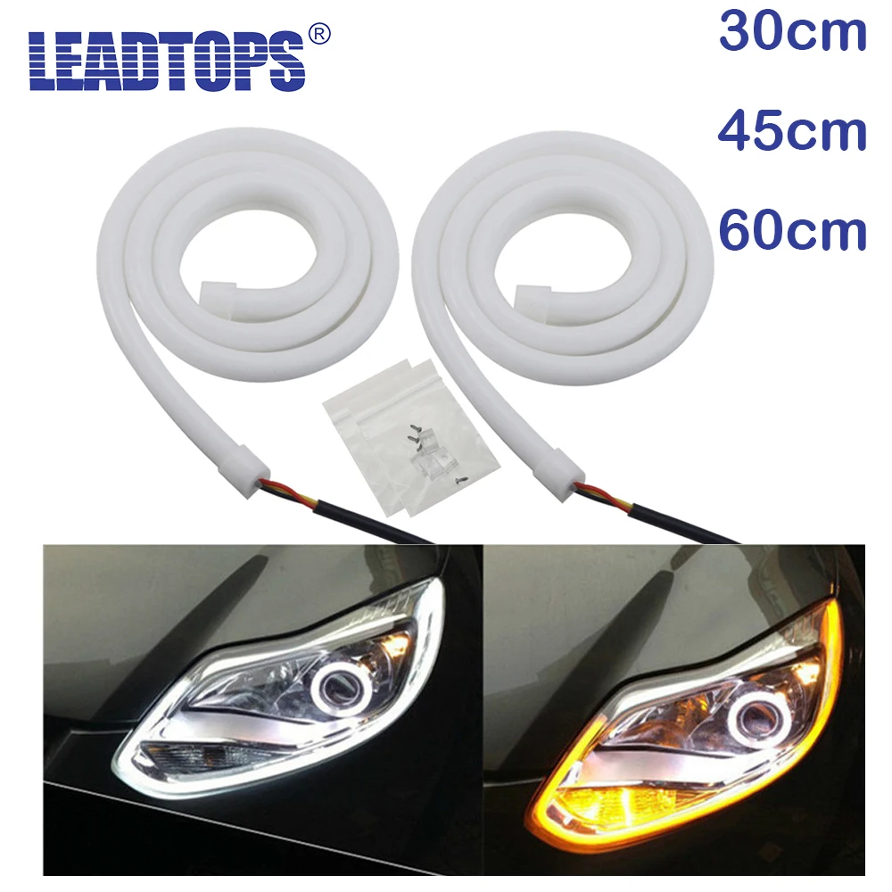 LEADTOPS 2pcs fexible turn signal lights 30cm/45cm/60cm Daytime Running light DRL white/Yellow universal 12v CH
LEADTOPS 2pcs fexible turn signal lights 30cm/45cm/60cm Daytime Running light DRL white/Yellow universal 12v CH