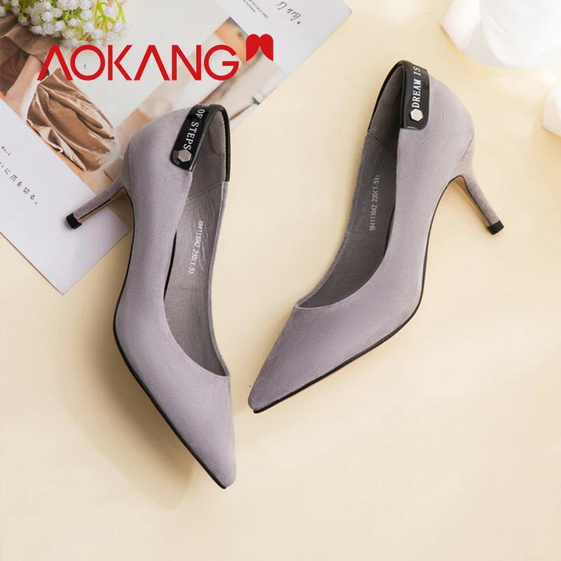 AOKANG women's pumps fashion genuine leather pointed toe Shoes kidsuede high heel fashion ladies shoes
AOKANG women's pumps fashion genuine leather pointed toe Shoes kidsuede high heel fashion ladies shoes