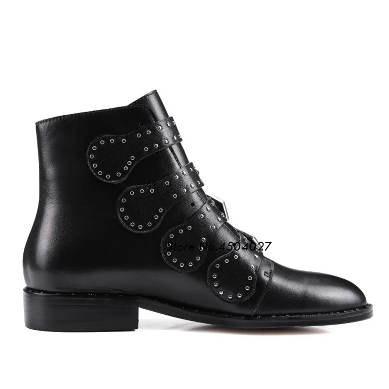 Black Studded Ankle Boots Buckle Straps Low Heel Women Boots Zapatos Mujer Ladies Short Boots Shoes
Black Studded Ankle Boots Buckle Straps Low Heel Women Boots Zapatos Mujer Ladies Short Boots Shoes