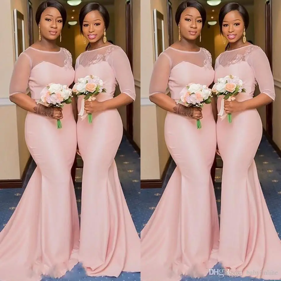 Robe demoiselle d'honneur Illusion Mermaid African Pink Bridesmaid Dresses Half Sleeve Wedding Guest Dress Prom Party Gowns
Robe demoiselle d'honneur Illusion Mermaid African Pink Bridesmaid Dresses Half Sleeve Wedding Guest Dress Prom Party Gowns