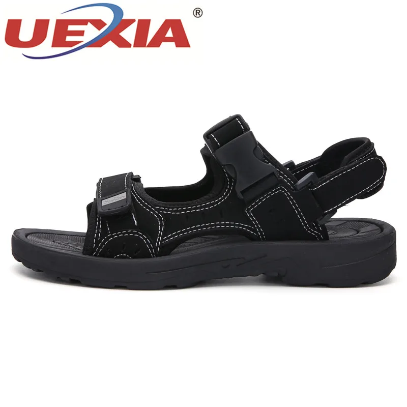 UEXIA/уличные летние кожаные сандалии на липучке Zapatos обувь пляжные мужские