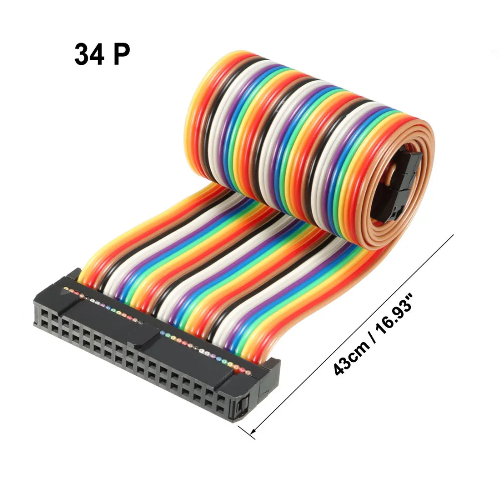Uxcell IDC 34 Pins Rainbow/Gray 43/48/66/118cm Length 2.54mm Pitch Flat Flexible Ribbon Jumper Cable With Header Connector 1pcs
Uxcell IDC 34 Pins Rainbow/Gray 43/48/66/118cm Length 2.54mm Pitch Flat Flexible Ribbon Jumper Cable With Header Connector 1pcs