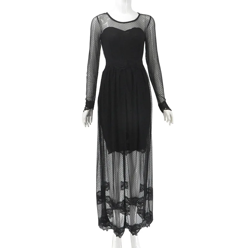 Jelics Spring Autumn Sexy Mesh Patchwork Hollow Out Lace Long Sleeve Dress for Women O-neck Lady Long Dress Night Club Vestidos
Jelics Spring Autumn Sexy Mesh Patchwork Hollow Out Lace Long Sleeve Dress for Women O-neck Lady Long Dress Night Club Vestidos