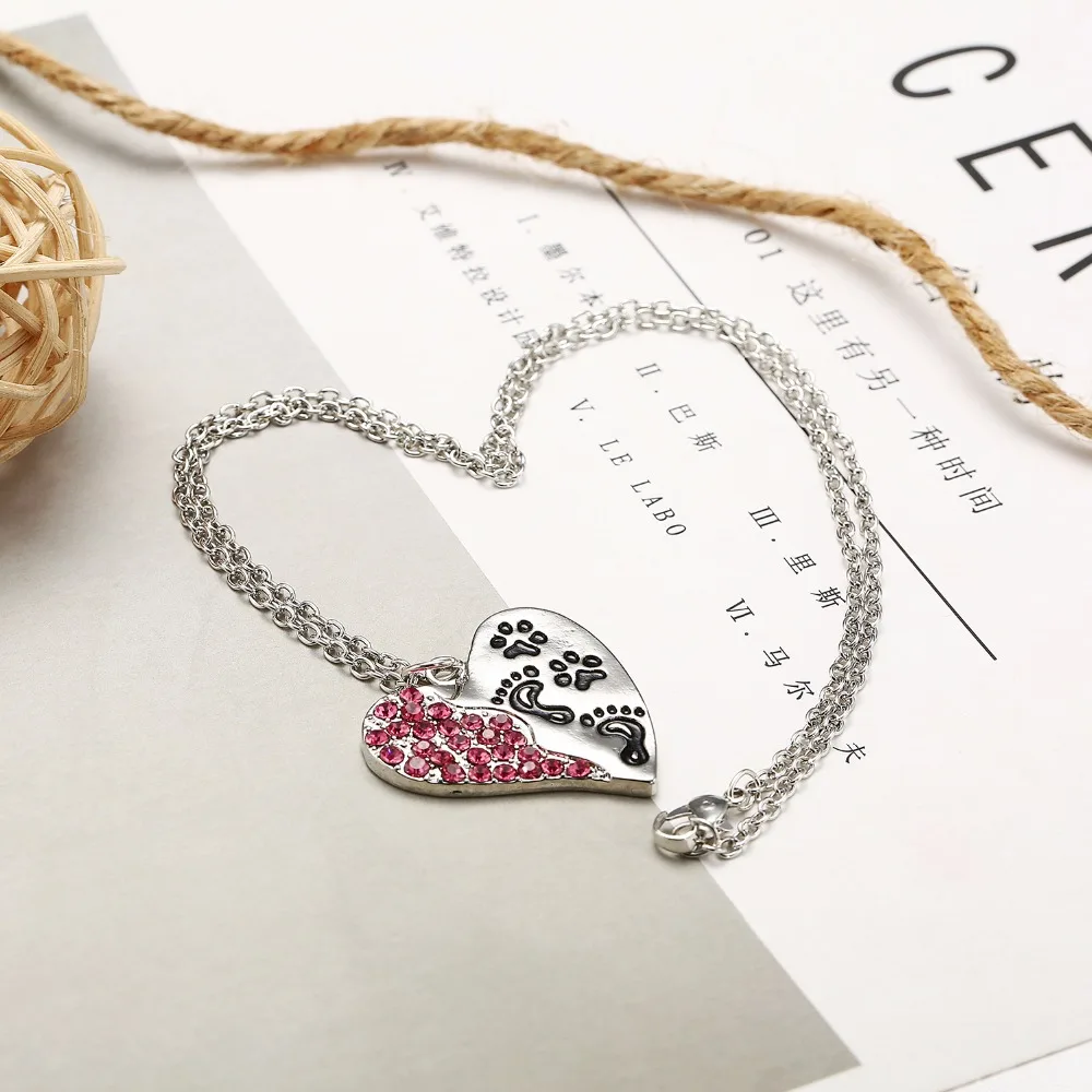 12PC/Lot New Pet Paws Print Love Heart Pendant Pink Crystal Pets Have A Way Chain Necklace Gift For Women Animals Lovers Jewelry
12PC/Lot New Pet Paws Print Love Heart Pendant Pink Crystal Pets Have A Way Chain Necklace Gift For Women Animals Lovers Jewelry