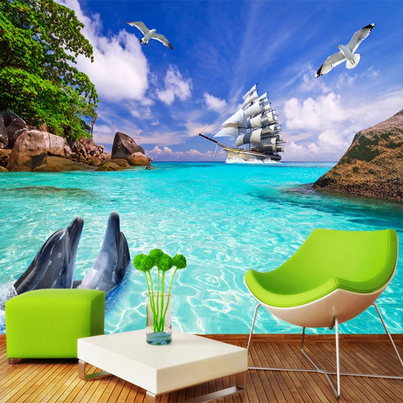 Custom Mural Wallpaper 3D Stereo Seaside Dolphins Landscape 3D Wall Mural Living Room Bedroom Interior Home Decor Wall Paper 3 D
Custom Mural Wallpaper 3D Stereo Seaside Dolphins Landscape 3D Wall Mural Living Room Bedroom Interior Home Decor Wall Paper 3 D