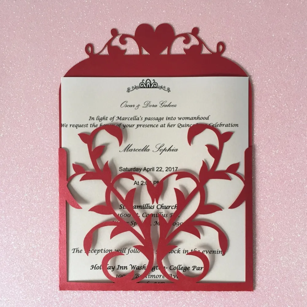 50pcs Pearlized Paper Laser Cut Heart Love Wedding Invitation Card Greeting Blessing Card Wedding Party Decoration Supplier
50pcs Pearlized Paper Laser Cut Heart Love Wedding Invitation Card Greeting Blessing Card Wedding Party Decoration Supplier