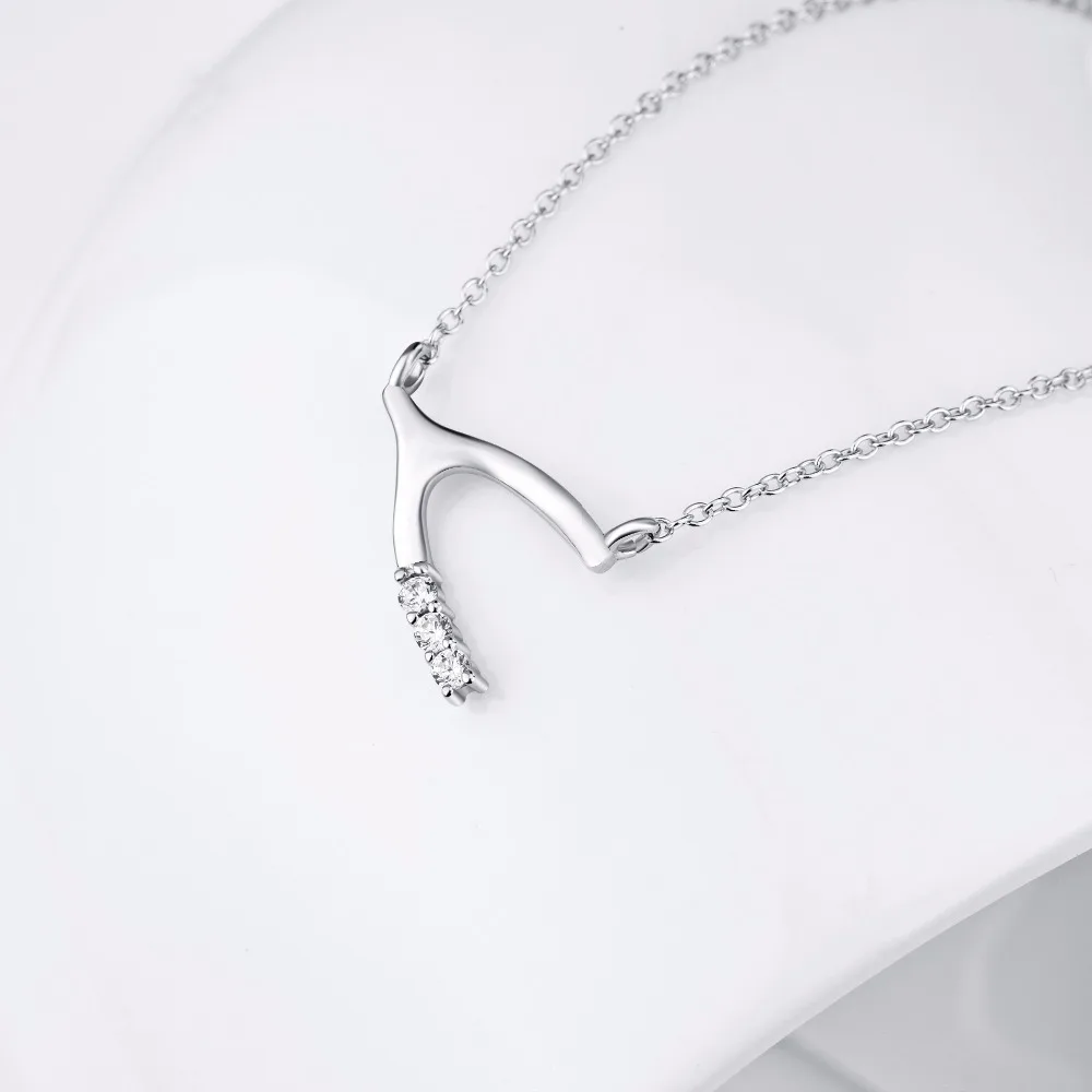 Женское ожерелье с подвеской Lucky Wishbone очаровательное колье из стерлингового