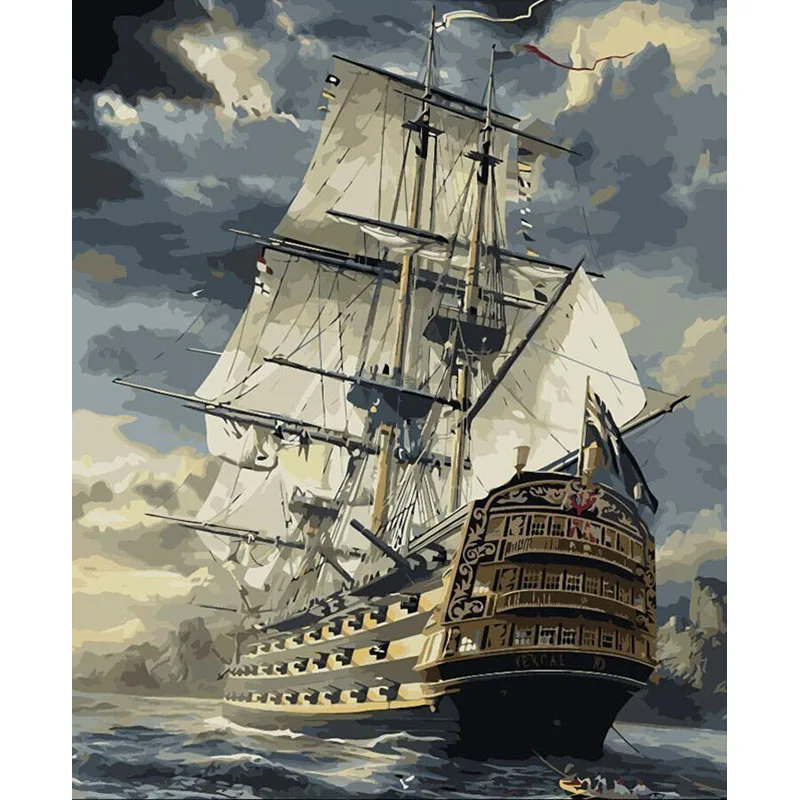 Картина по номерам на холсте без рамки|seascape painting|sailing boat paintingboat painting |