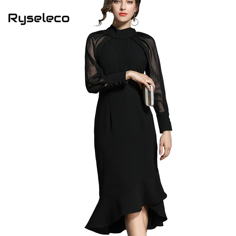 Ryseleco High Fashion Women Elegant Solid Trumpet Slim Shift Dress Long Lantern Sleeve Ladies Party Brief Patchwork Midi Vestido
Ryseleco High Fashion Women Elegant Solid Trumpet Slim Shift Dress Long Lantern Sleeve Ladies Party Brief Patchwork Midi Vestido