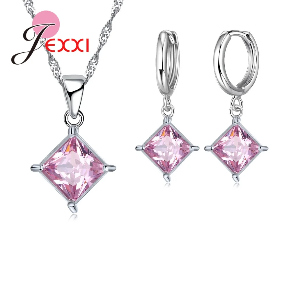 Square Shape Rosy Sweet Romantic Style Earrings/Necklace 925 Sterling Silver Jewelry Sets For Women Wedding Appointment
Square Shape Rosy Sweet Romantic Style Earrings/Necklace 925 Sterling Silver Jewelry Sets For Women Wedding Appointment