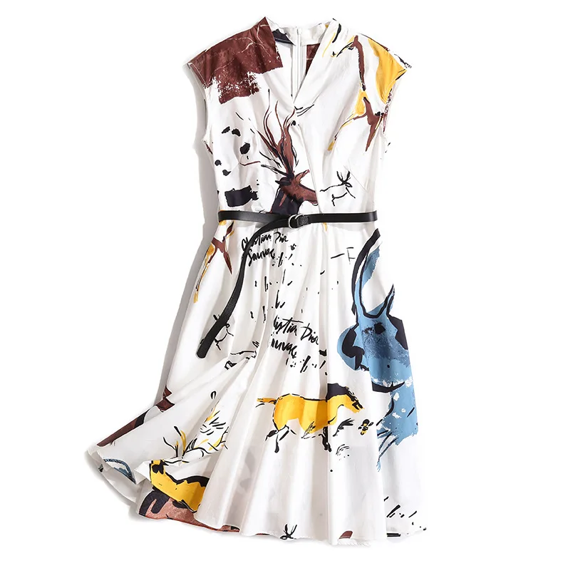 Vestidos Summer Women 2018 Ukrain Cotton Europe V Neck Sleeveless Printing Slim Waist Office Lady Plus Size Dress
Vestidos Summer Women 2018 Ukrain Cotton Europe V Neck Sleeveless Printing Slim Waist Office Lady Plus Size Dress