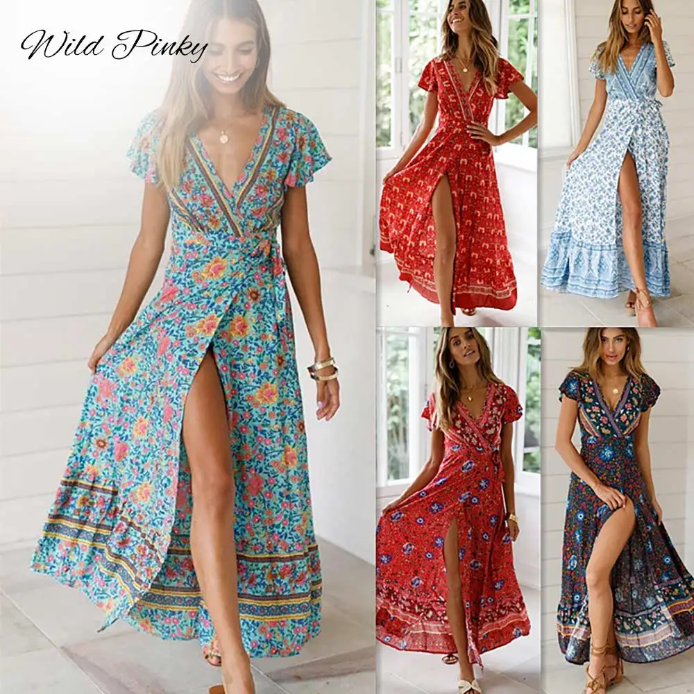 WildPinky Women Summer Boho Dress Sexy V-Neck Short Sleeve Print Long Dress 2022 Ladies Casual Vacation Beach Dresses Vestidos
WildPinky Women Summer Boho Dress Sexy V-Neck Short Sleeve Print Long Dress 2022 Ladies Casual Vacation Beach Dresses Vestidos