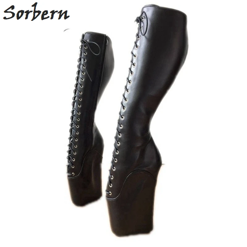 

Sorbern Sexy Boots Ballet Wedges High Heels Cross Tied Ladies Size 43 Boot Womens Booties Shoes Goth Mid Calf Boots For Women