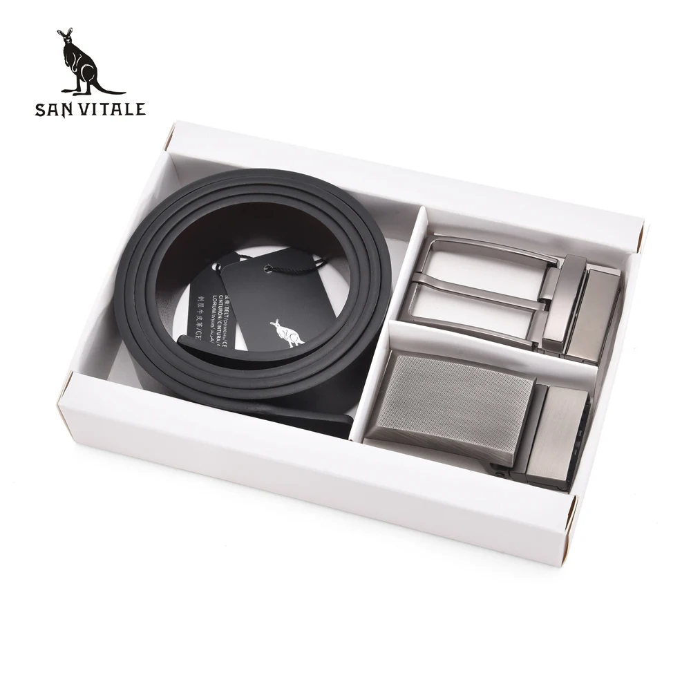 SAN VITALE Men Belt Luxury Famous Designer Brand High Quality Genuine Leather Strap Two Buckles Belts Set Ceinture Homme Giftbox
SAN VITALE Men Belt Luxury Famous Designer Brand High Quality Genuine Leather Strap Two Buckles Belts Set Ceinture Homme Giftbox