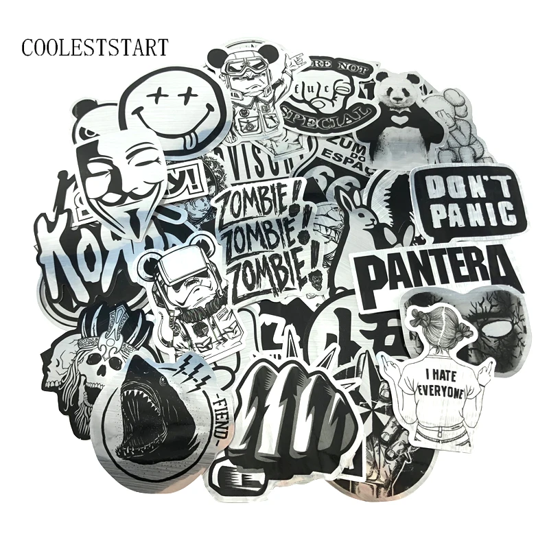 10/50 Pcs/Set Black and White Wire-drawing Stickers Imitating Metal Stickers Graffiti Waterproof Stickers For Laptop Luggage
10/50 Pcs/Set Black and White Wire-drawing Stickers Imitating Metal Stickers Graffiti Waterproof Stickers For Laptop Luggage