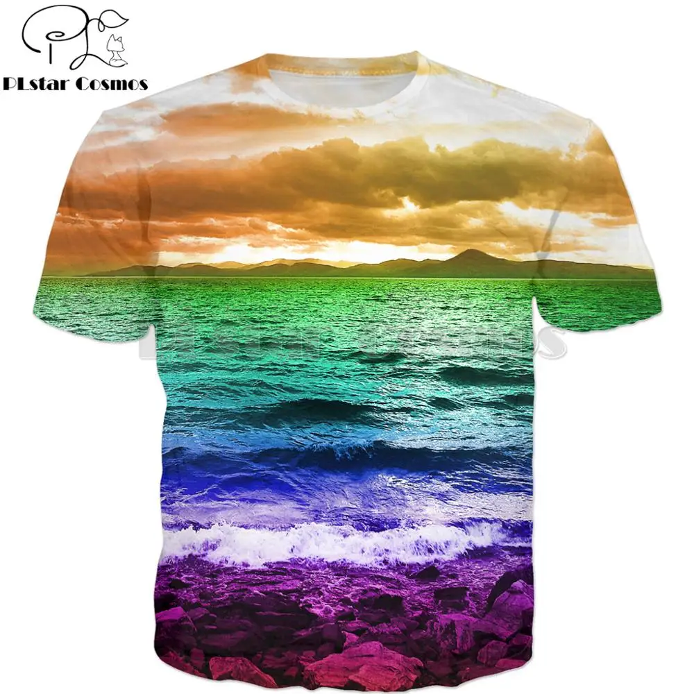 PLstar Cosmos Brand short sleeve Rainbow Sea T-Shirt Beautiful natural scenery 3d Print Unisex t shirts summer Streetwear tees
PLstar Cosmos Brand short sleeve Rainbow Sea T-Shirt Beautiful natural scenery 3d Print Unisex t shirts summer Streetwear tees