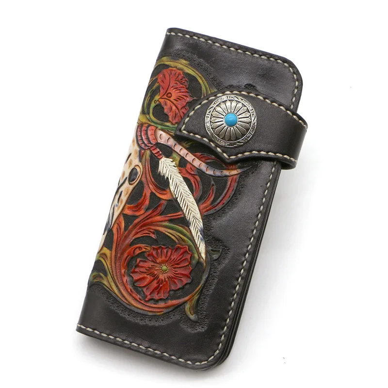 Women Genuine Leather Card Holder Wallets Hand Carving Sheep Totem Purses Men Clutch Vegetable Tanned Leather Long Wallet Gift
Women Genuine Leather Card Holder Wallets Hand Carving Sheep Totem Purses Men Clutch Vegetable Tanned Leather Long Wallet Gift