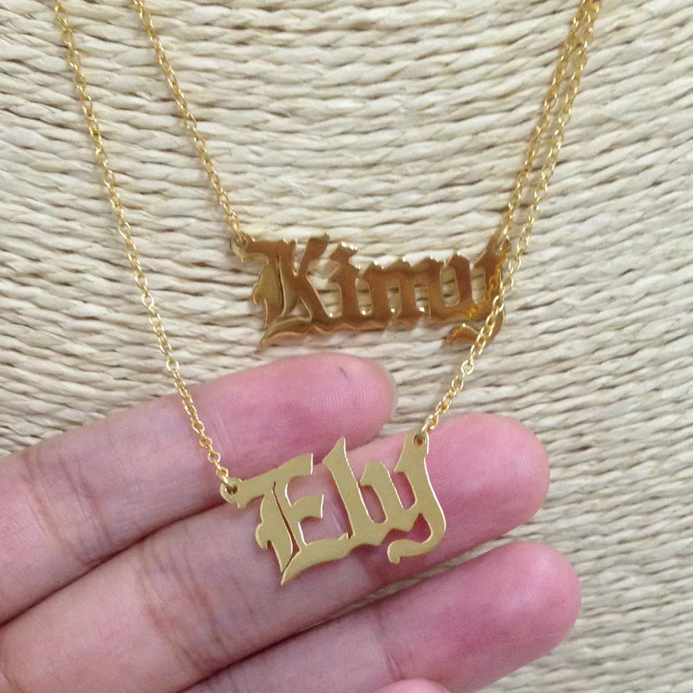 Old English Name Neckalce Personalized Set of 2 Necklaces Separate 2 Chains Double Names Gothic Pendent Fashion Women Jewelry
Old English Name Neckalce Personalized Set of 2 Necklaces Separate 2 Chains Double Names Gothic Pendent Fashion Women Jewelry