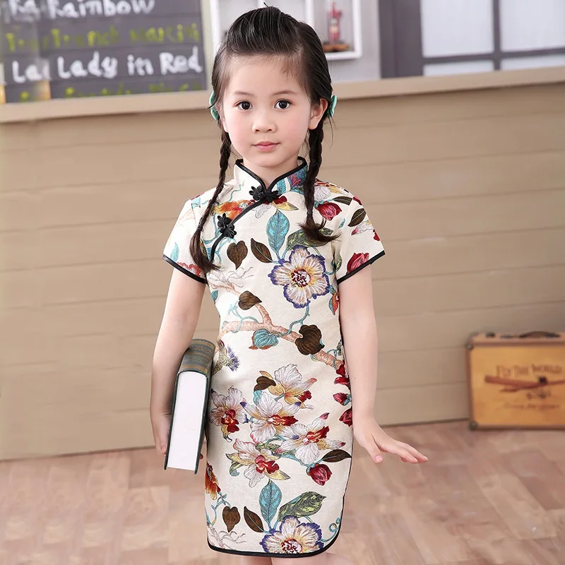 Cotton Girl Dress Floral Kids Baby Girls Qipao Short Sleeve Chinese Cheongsam Spring Autumn Girls Clothes Hot 2019 New
Cotton Girl Dress Floral Kids Baby Girls Qipao Short Sleeve Chinese Cheongsam Spring Autumn Girls Clothes Hot 2019 New