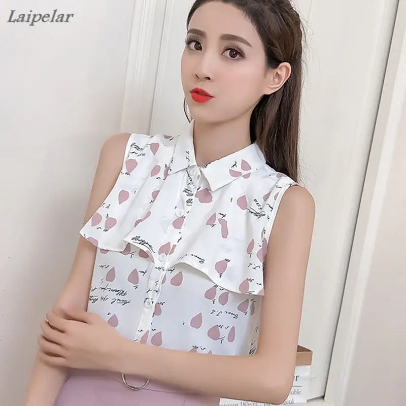 Блузка женская шифоновая с принтом, модная белая рубашка без рукавов, на пуговицах, с оборками, повседневный Топ, на лето
Блузка женская шифоновая с принтом, модная белая рубашка без рукавов, на пуговицах, с оборками, повседневный Топ, на лето