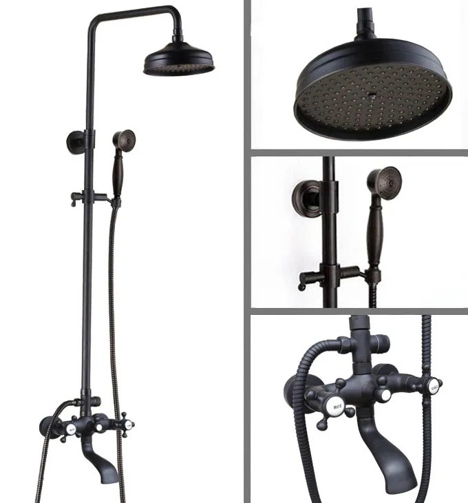 Black Oil Rubbed Brass Dual Cross Handles Bathroom 8 Inch Round Rain Shower Faucet Set Bath Tub Mixer Tap Hand Shower mhg101
Black Oil Rubbed Brass Dual Cross Handles Bathroom 8 Inch Round Rain Shower Faucet Set Bath Tub Mixer Tap Hand Shower mhg101
