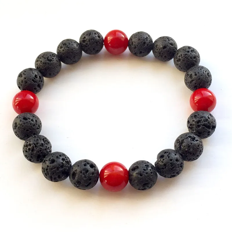 Wholesale Black Volcanic Lava Stone Red Coral White Jades 8mm Beaded bracelet For Women Men Fashion personality Jewelry
Wholesale Black Volcanic Lava Stone Red Coral White Jades 8mm Beaded bracelet For Women Men Fashion personality Jewelry