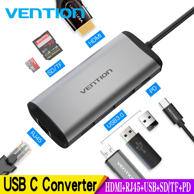 Vention Usb Hub USB Type C to HDMI USB 3.0 HUB Thunderbolt 3 Adapter For MacBook Samsung S9 S10 Huawei Mate 20 P30 Pro USB-C HUB
Vention Usb Hub USB Type C to HDMI USB 3.0 HUB Thunderbolt 3 Adapter For MacBook Samsung S9 S10 Huawei Mate 20 P30 Pro USB-C HUB