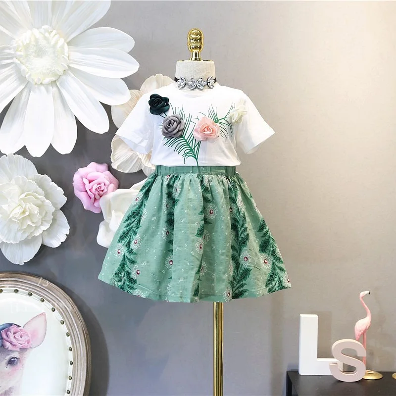 2018 Summer New Suit Girls Sweet Three-dimensional Rose Short-sleeved T-shirt + Skirt Set 2 Sets Of Children's Clothing #1
2018 Summer New Suit Girls Sweet Three-dimensional Rose Short-sleeved T-shirt + Skirt Set 2 Sets Of Children's Clothing #1
