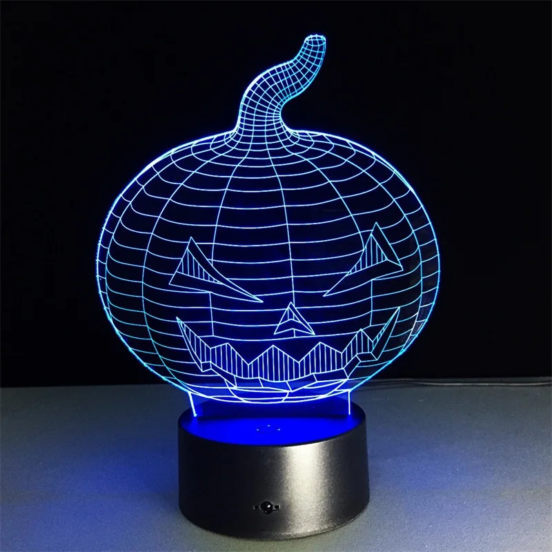 

Remote Touch LED Night Light Halloween Pumpkin 3D Desk Lamp Colorful Visual Stereo USB Table Lamp Kids Gift Toys
