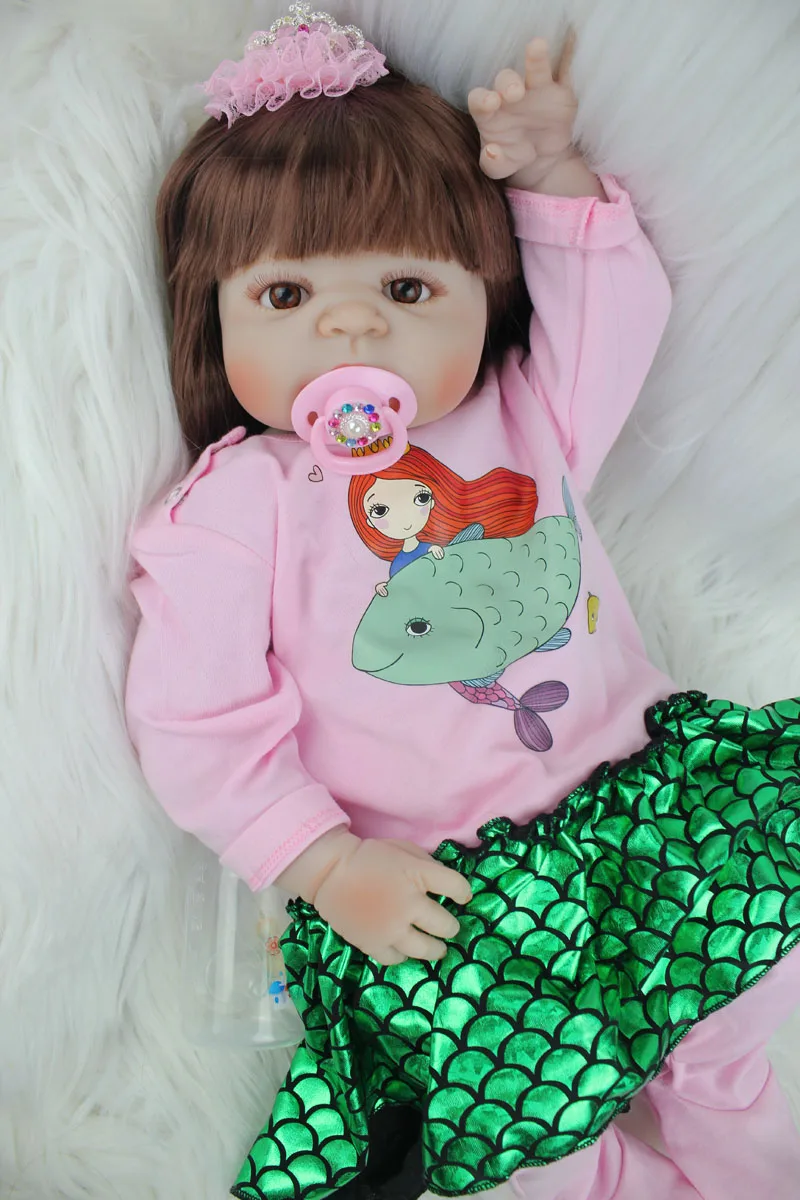 

55cm Full Body Silicone Baby-Reborn Doll Toys Lifelike 22inch Newborn Princess Girls Babies Dolls Xmas Gift Bathe Toy Bonecas